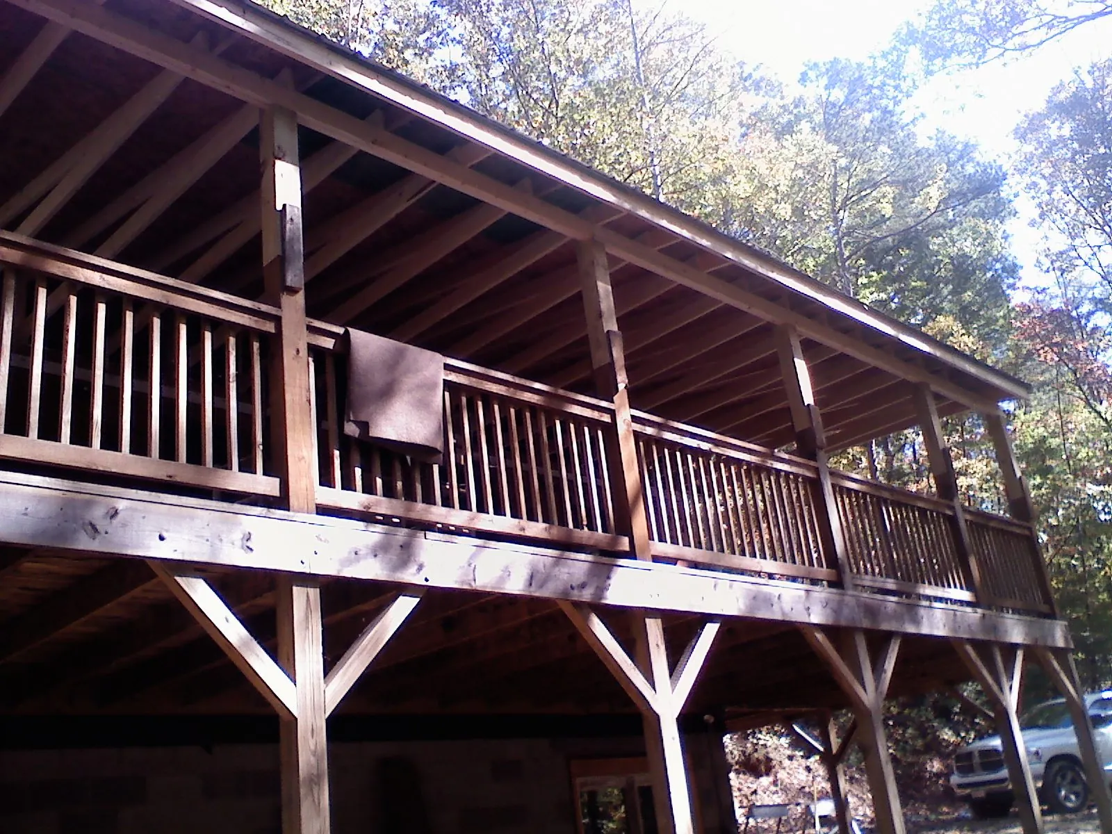 Timber framing under a new elevated porch and deck — Roof Leak Repair in Trappe by Roofing Brothers
